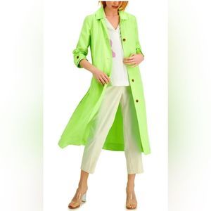 Alfani Women’s Garden Oasis Neon Green Pleated Back Trench Coat